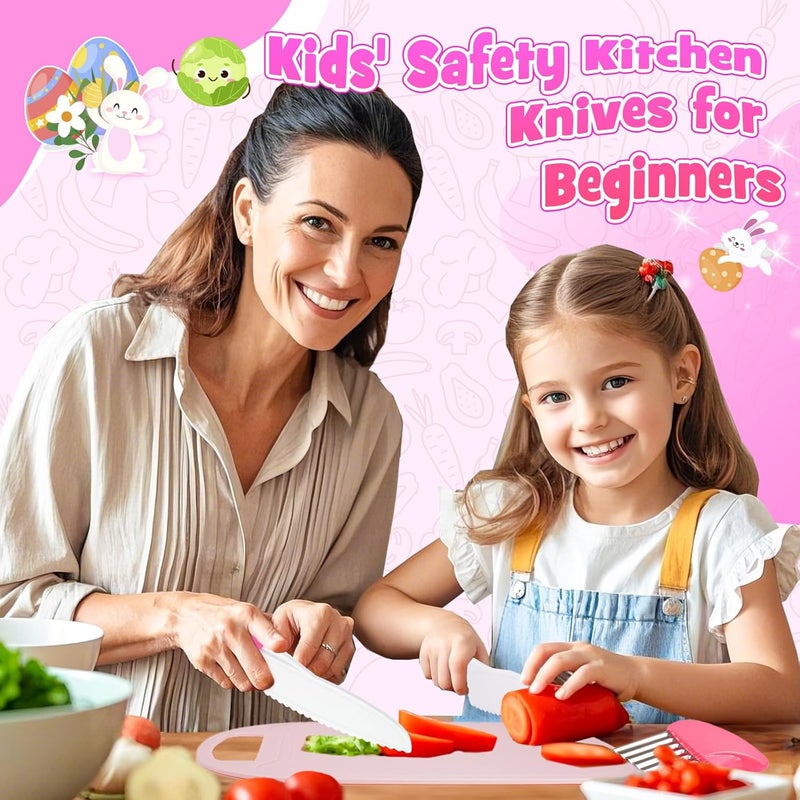 Windidi 9 Pcs Kids Safe Knife Set for Real Cooking, Kids Kitchen Knife Set with Cutting Board,Crinkle Cutter,Sandwich Cutter, Montessori Kitchen Tools for Toddlers Kid 3-10 Years Old Girl Boy Birthday Gifts - Image 3